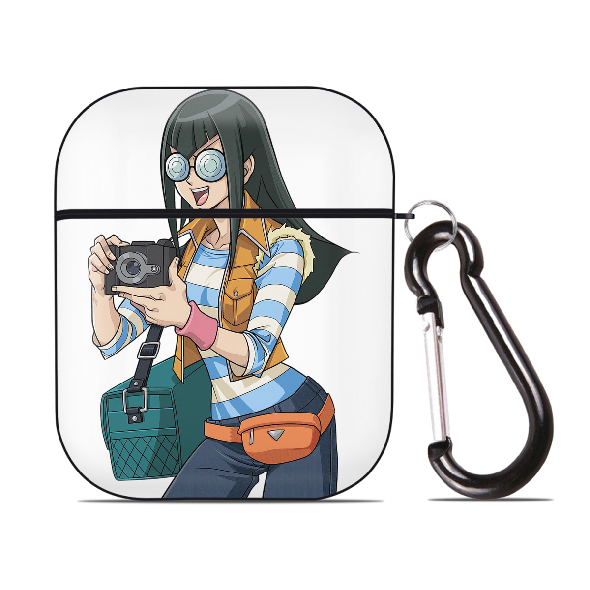 （画像用） 遊☆戯☆王 Yu-Gi-Oh! AirPods 第2世代保護ケース ハードシェル ブラック 耐衝撃・防指紋・カラビナ付き