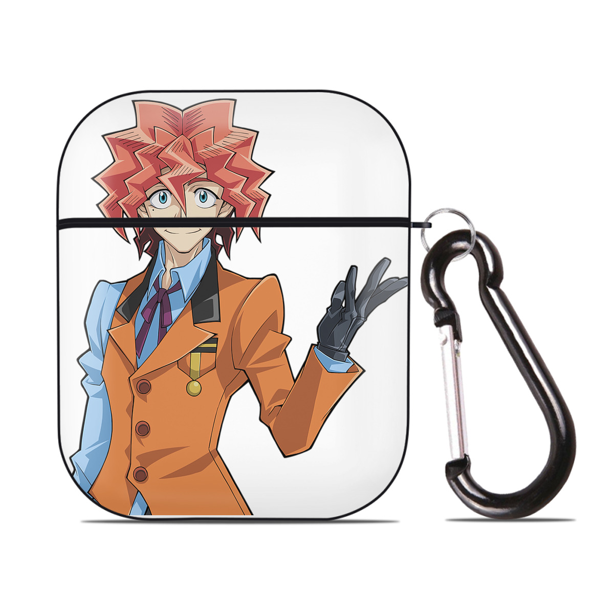 （画像用） 遊☆戯☆王 Yu-Gi-Oh! AirPods 第2世代保護ケース ハードシェル ブラック 耐衝撃・防指紋・カラビナ付き