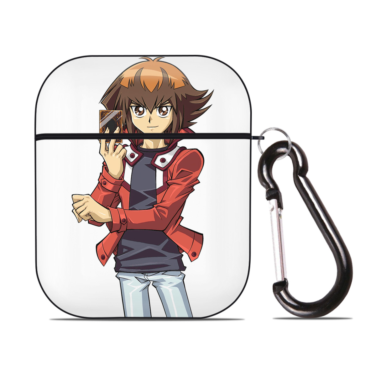 （画像用） 遊☆戯☆王 Yu-Gi-Oh! AirPods 第2世代保護ケース ハードシェル ブラック 耐衝撃・防指紋・カラビナ付き