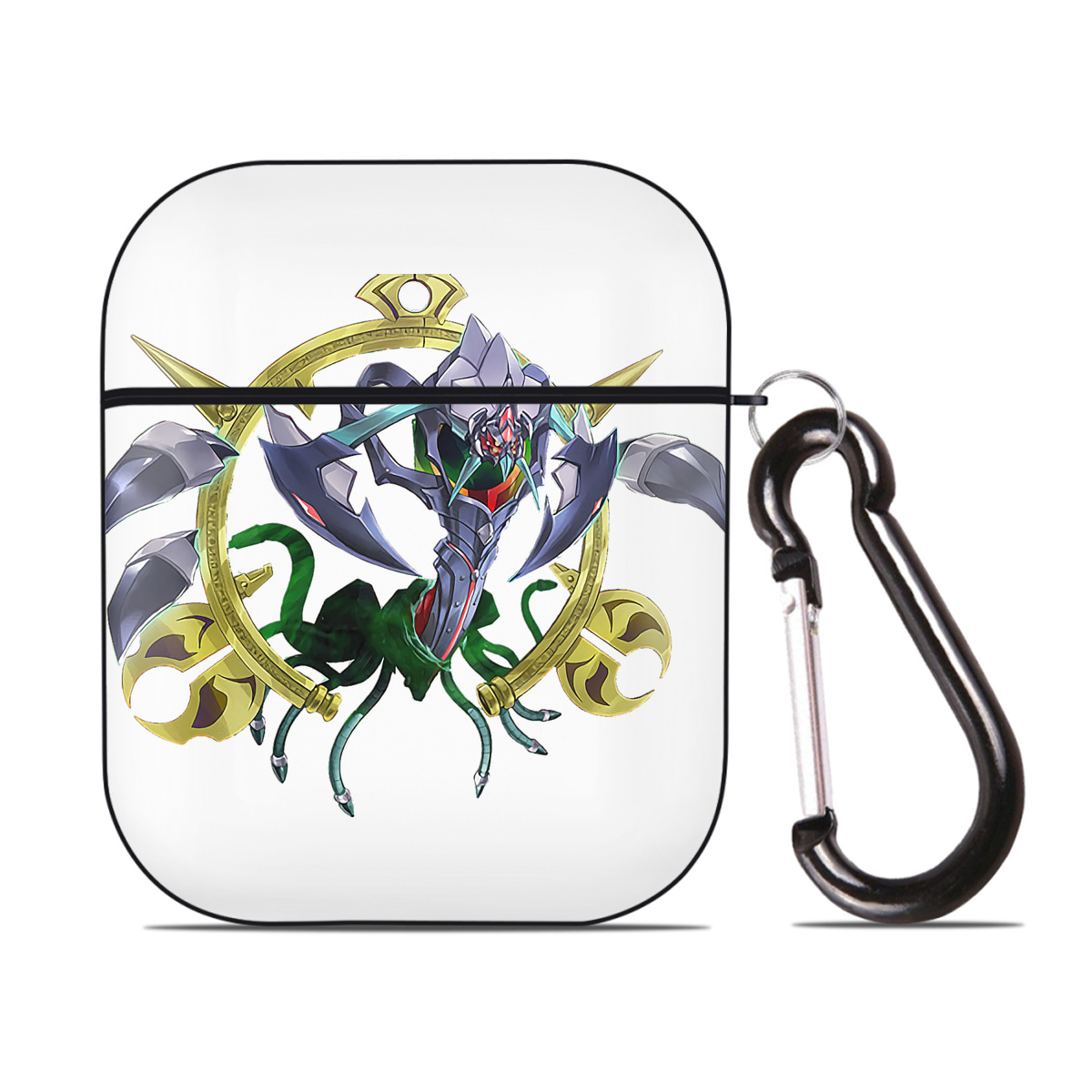 （画像用） 遊☆戯☆王 Yu-Gi-Oh! AirPods 第2世代保護ケース ハードシェル ブラック 耐衝撃・防指紋・カラビナ付き