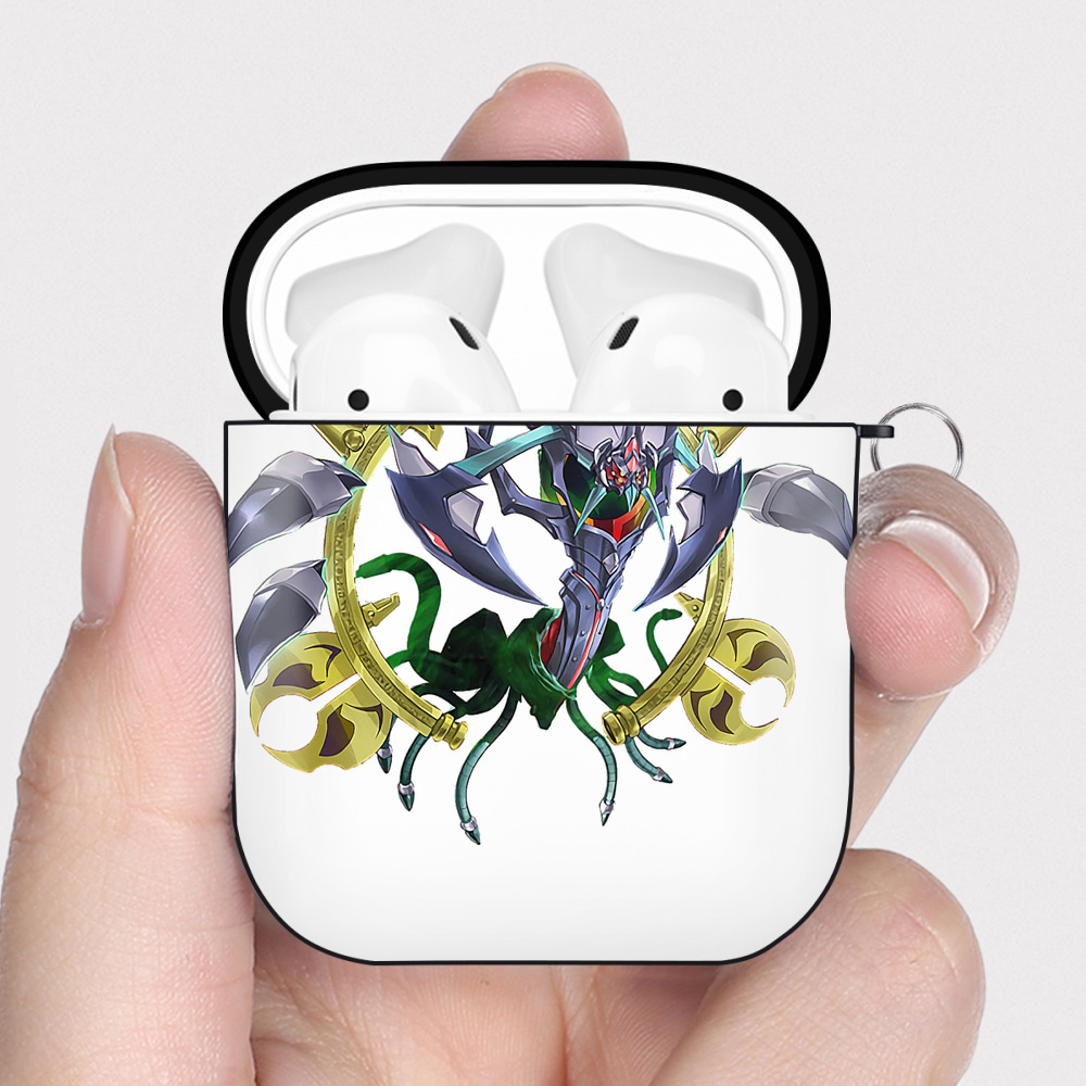 （画像用） 遊☆戯☆王 Yu-Gi-Oh! AirPods 第2世代保護ケース ハードシェル ブラック 耐衝撃・防指紋・カラビナ付き