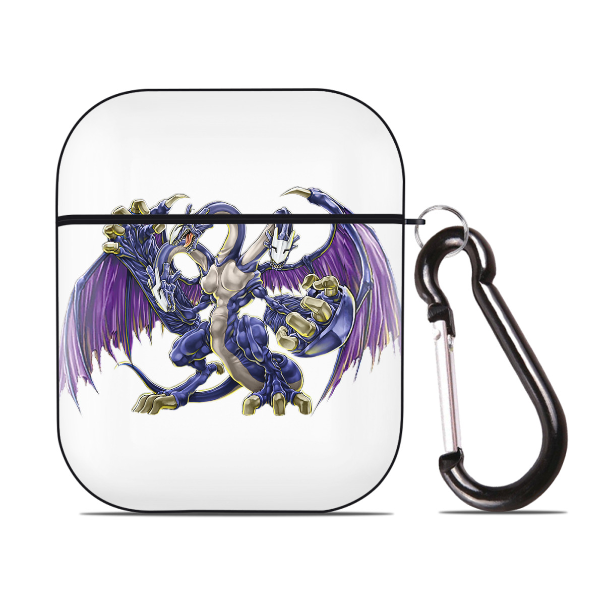 （画像用） 遊☆戯☆王 Yu-Gi-Oh! AirPods 第2世代保護ケース ハードシェル ブラック 耐衝撃・防指紋・カラビナ付き