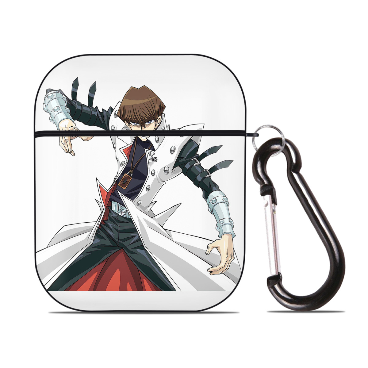 （画像用） 遊☆戯☆王 Yu-Gi-Oh! AirPods 第2世代保護ケース ハードシェル ブラック 耐衝撃・防指紋・カラビナ付き