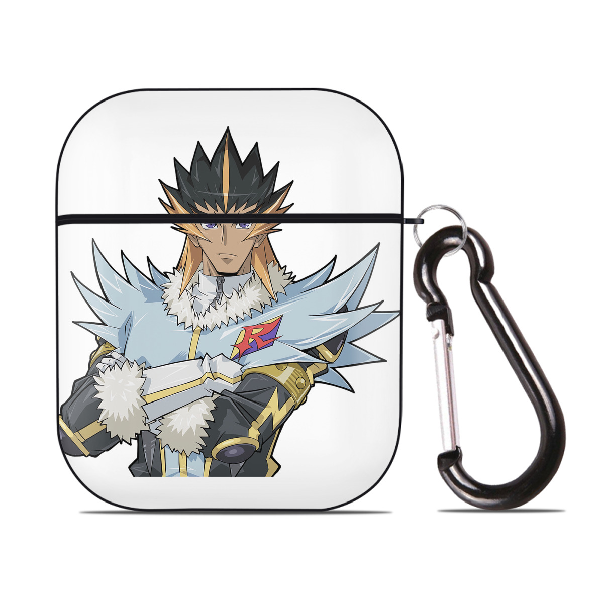 （画像用） 遊☆戯☆王 Yu-Gi-Oh! AirPods 第2世代保護ケース ハードシェル ブラック 耐衝撃・防指紋・カラビナ付き