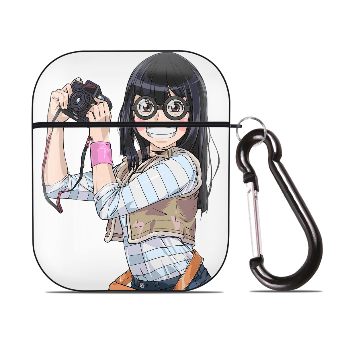 （画像用） 遊☆戯☆王 Yu-Gi-Oh! AirPods 第2世代保護ケース ハードシェル ブラック 耐衝撃・防指紋・カラビナ付き