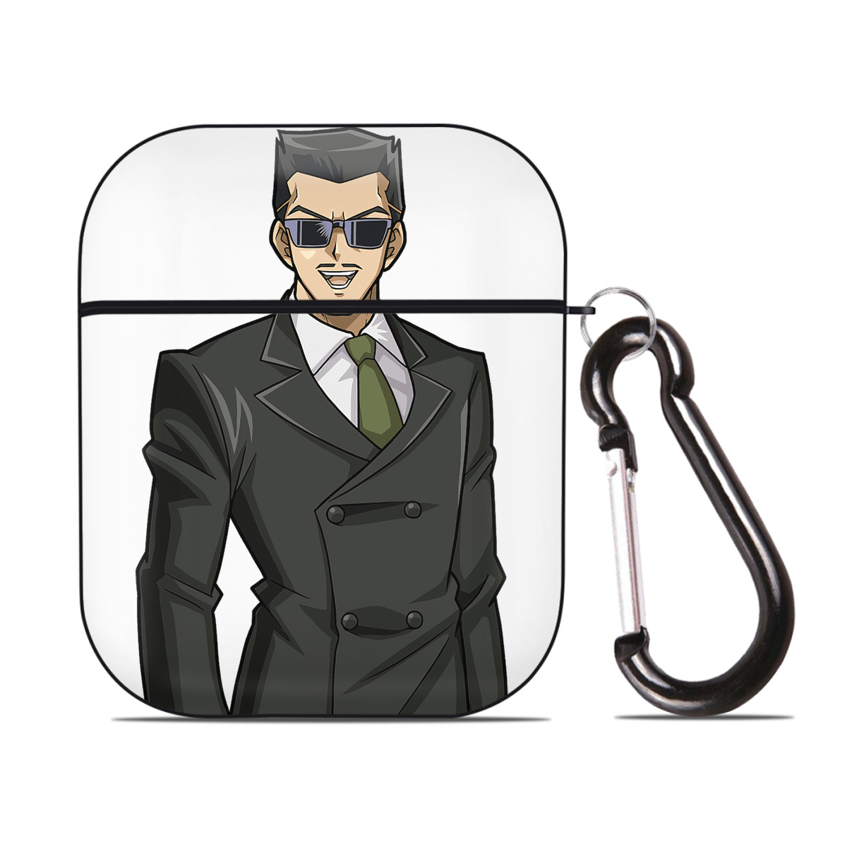 （画像用） 遊☆戯☆王 Yu-Gi-Oh! AirPods 第2世代保護ケース ハードシェル ブラック 耐衝撃・防指紋・カラビナ付き