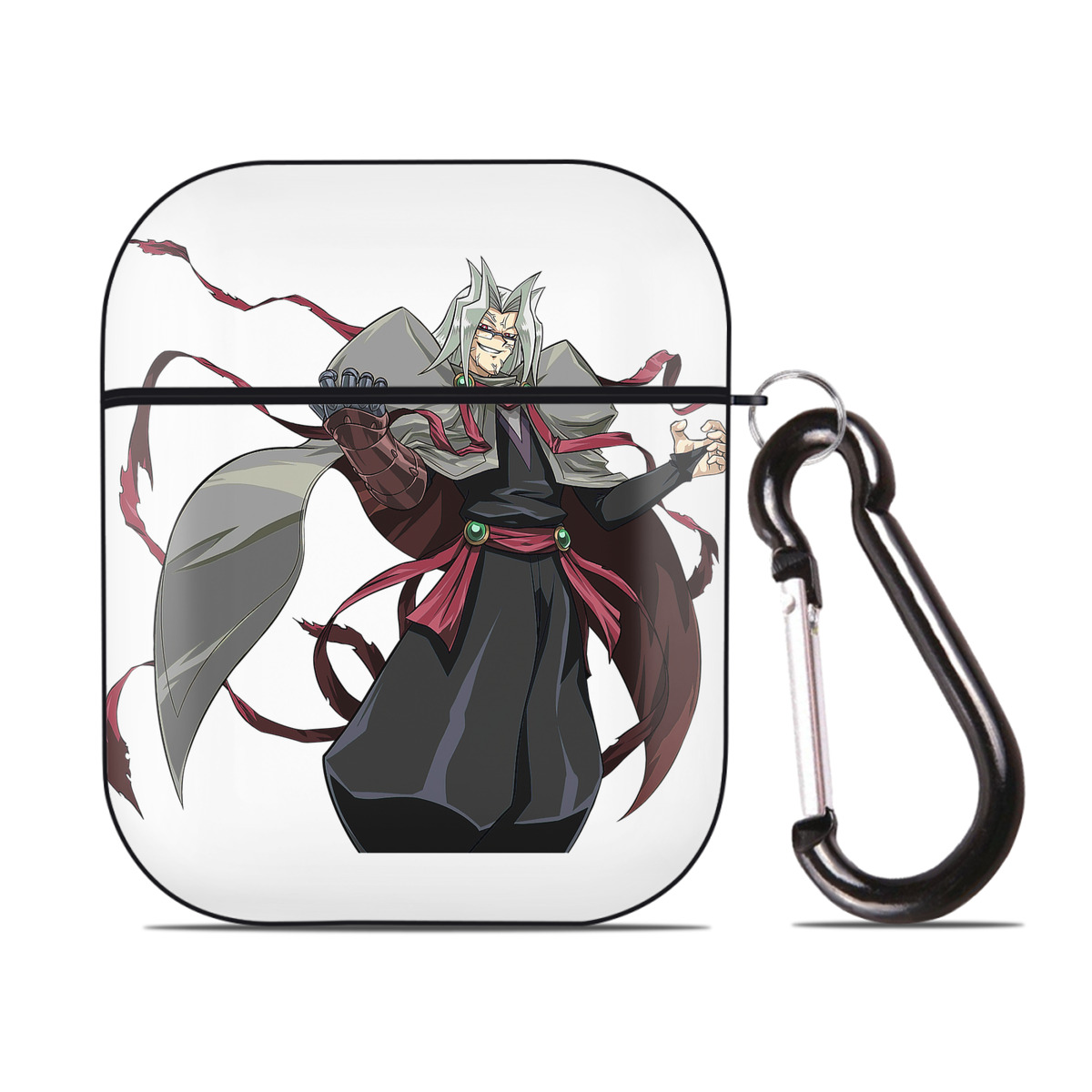 （画像用） 遊☆戯☆王 Yu-Gi-Oh! AirPods 第2世代保護ケース ハードシェル ブラック 耐衝撃・防指紋・カラビナ付き