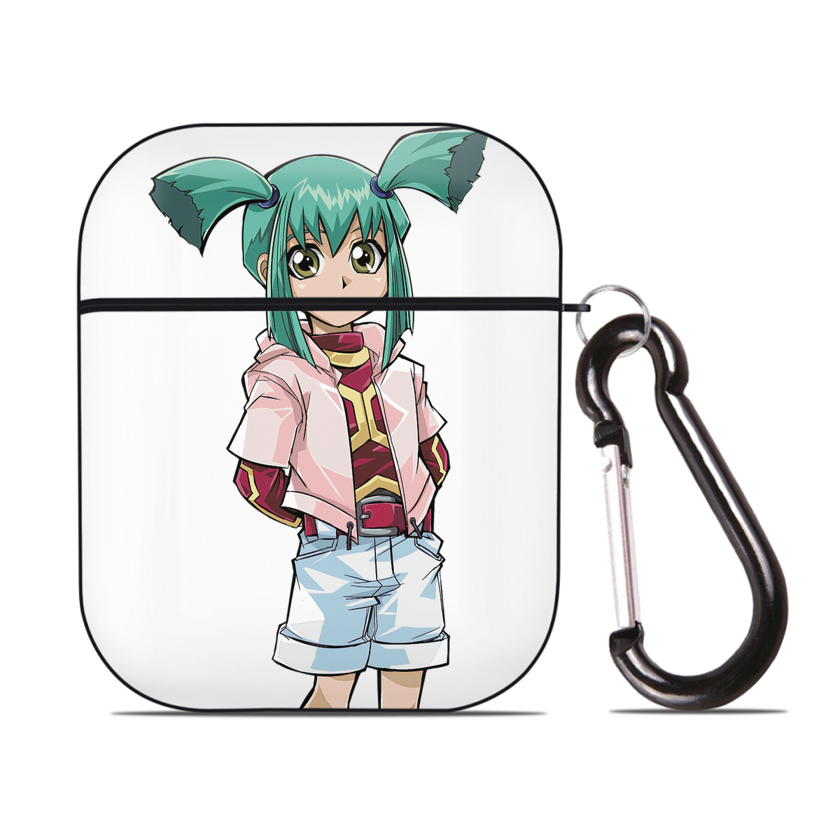 （画像用） 遊☆戯☆王 Yu-Gi-Oh! AirPods 第2世代保護ケース ハードシェル ブラック 耐衝撃・防指紋・カラビナ付き