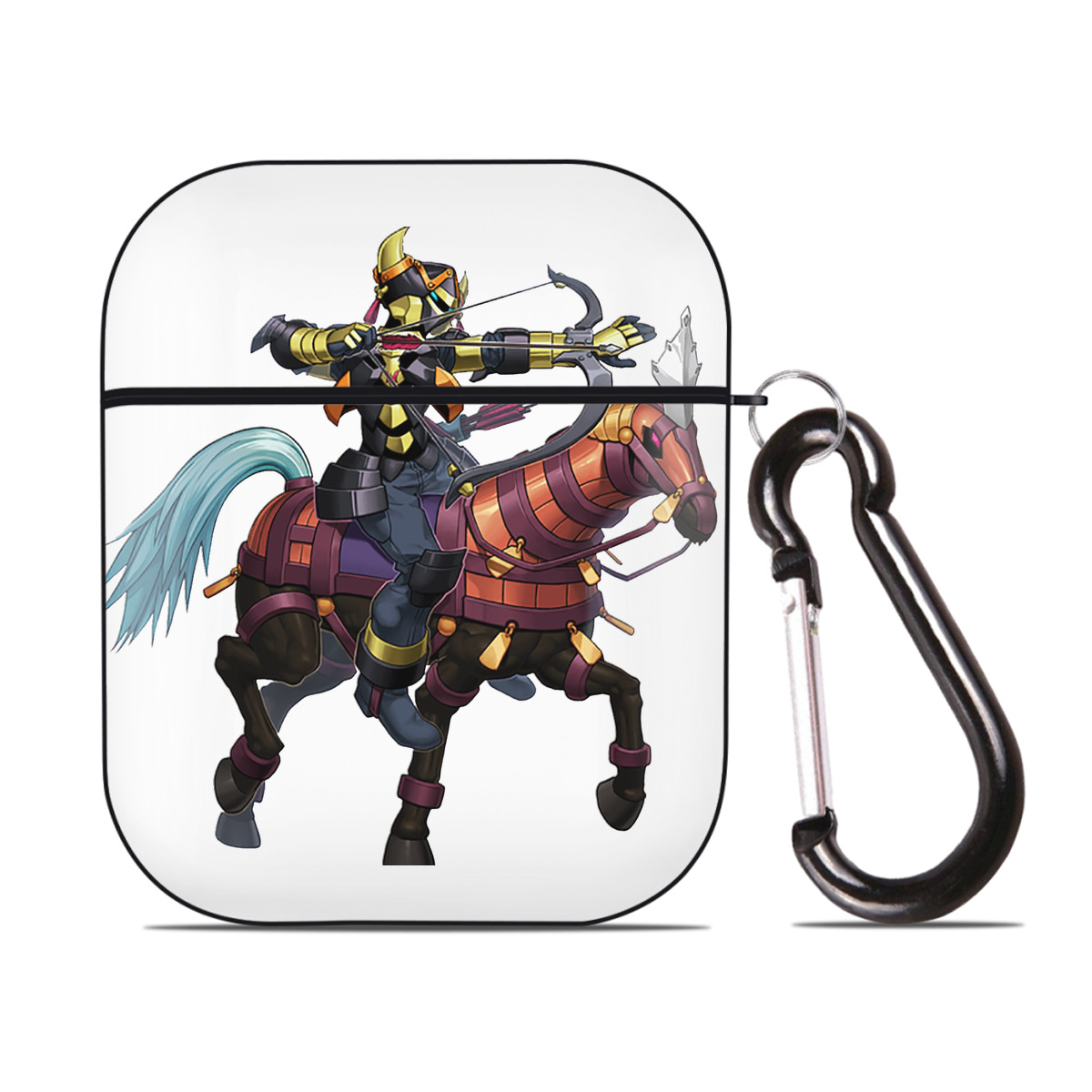 （画像用） 遊☆戯☆王 Yu-Gi-Oh! AirPods 第2世代保護ケース ハードシェル ブラック 耐衝撃・防指紋・カラビナ付き