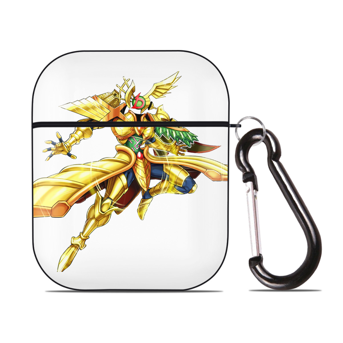 （画像用） 遊☆戯☆王 Yu-Gi-Oh! AirPods 第2世代保護ケース ハードシェル ブラック 耐衝撃・防指紋・カラビナ付き