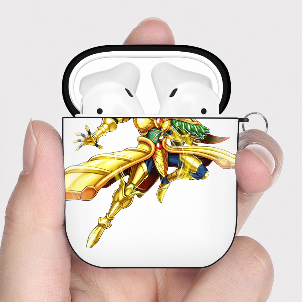 （画像用） 遊☆戯☆王 Yu-Gi-Oh! AirPods 第2世代保護ケース ハードシェル ブラック 耐衝撃・防指紋・カラビナ付き