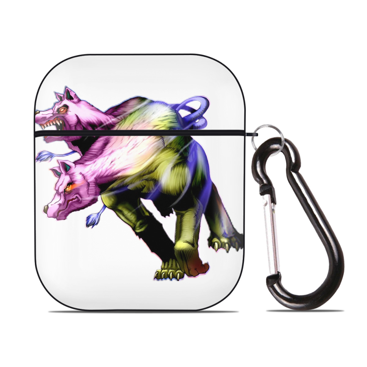 （画像用） 遊☆戯☆王 Yu-Gi-Oh! AirPods 第2世代保護ケース ハードシェル ブラック 耐衝撃・防指紋・カラビナ付き