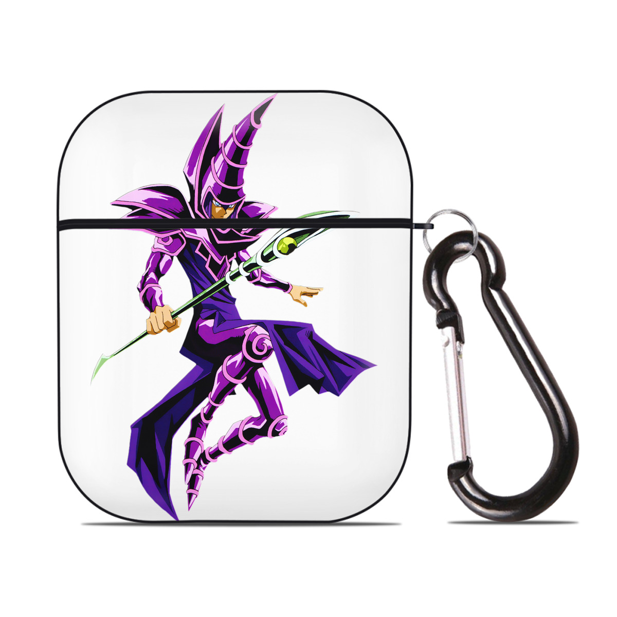 （画像用） 遊☆戯☆王 Yu-Gi-Oh! AirPods 第2世代保護ケース ハードシェル ブラック 耐衝撃・防指紋・カラビナ付き