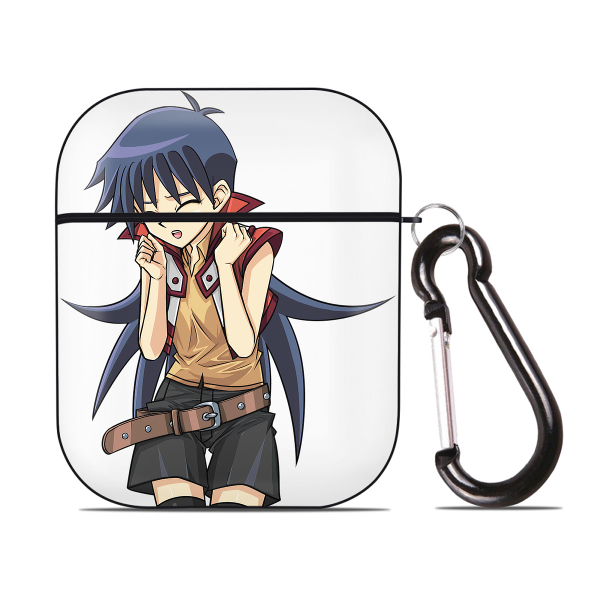 （画像用） 遊☆戯☆王 Yu-Gi-Oh! AirPods 第2世代保護ケース ハードシェル ブラック 耐衝撃・防指紋・カラビナ付き