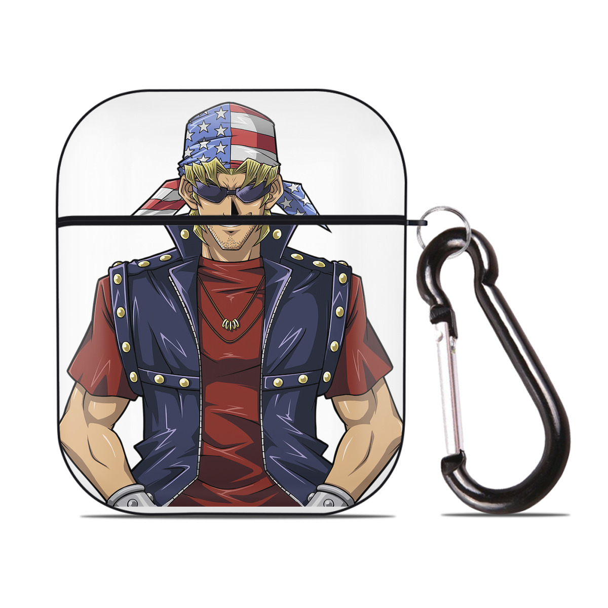 （画像用） 遊☆戯☆王 Yu-Gi-Oh! AirPods 第2世代保護ケース ハードシェル ブラック 耐衝撃・防指紋・カラビナ付き