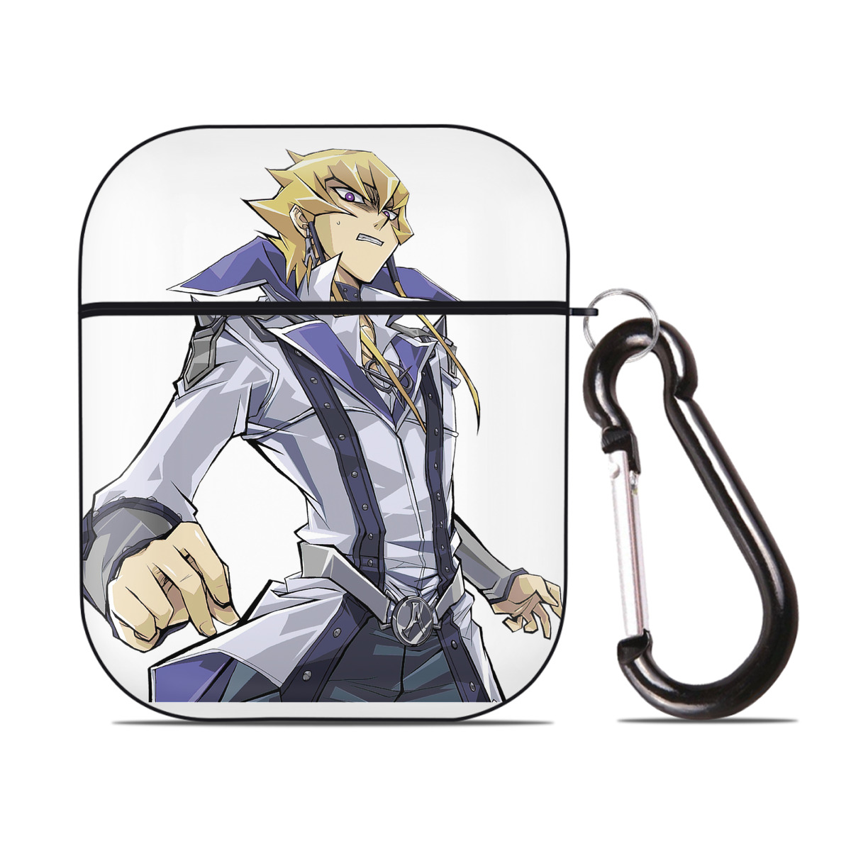 （画像用） 遊☆戯☆王 Yu-Gi-Oh! AirPods 第2世代保護ケース ハードシェル ブラック 耐衝撃・防指紋・カラビナ付き