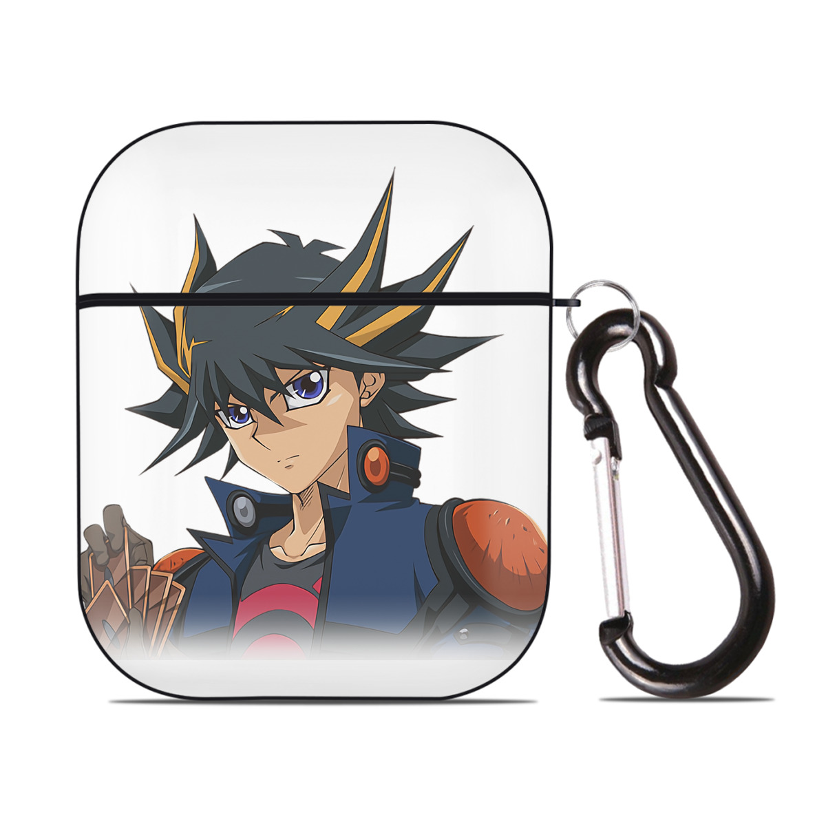 （画像用） 遊☆戯☆王 Yu-Gi-Oh! AirPods 第2世代保護ケース ハードシェル ブラック 耐衝撃・防指紋・カラビナ付き