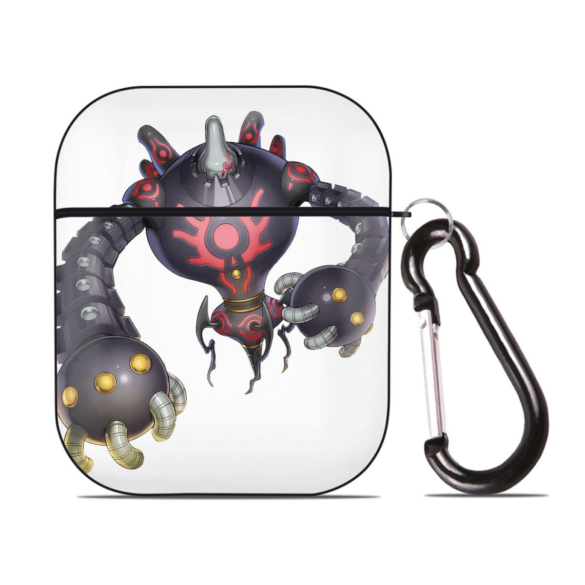 （画像用） 遊☆戯☆王 Yu-Gi-Oh! AirPods 第2世代保護ケース ハードシェル ブラック 耐衝撃・防指紋・カラビナ付き