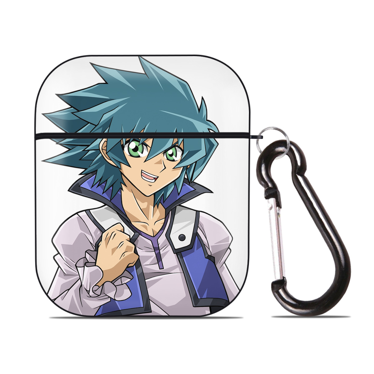 （画像用） 遊☆戯☆王 Yu-Gi-Oh! AirPods 第2世代保護ケース ハードシェル ブラック 耐衝撃・防指紋・カラビナ付き