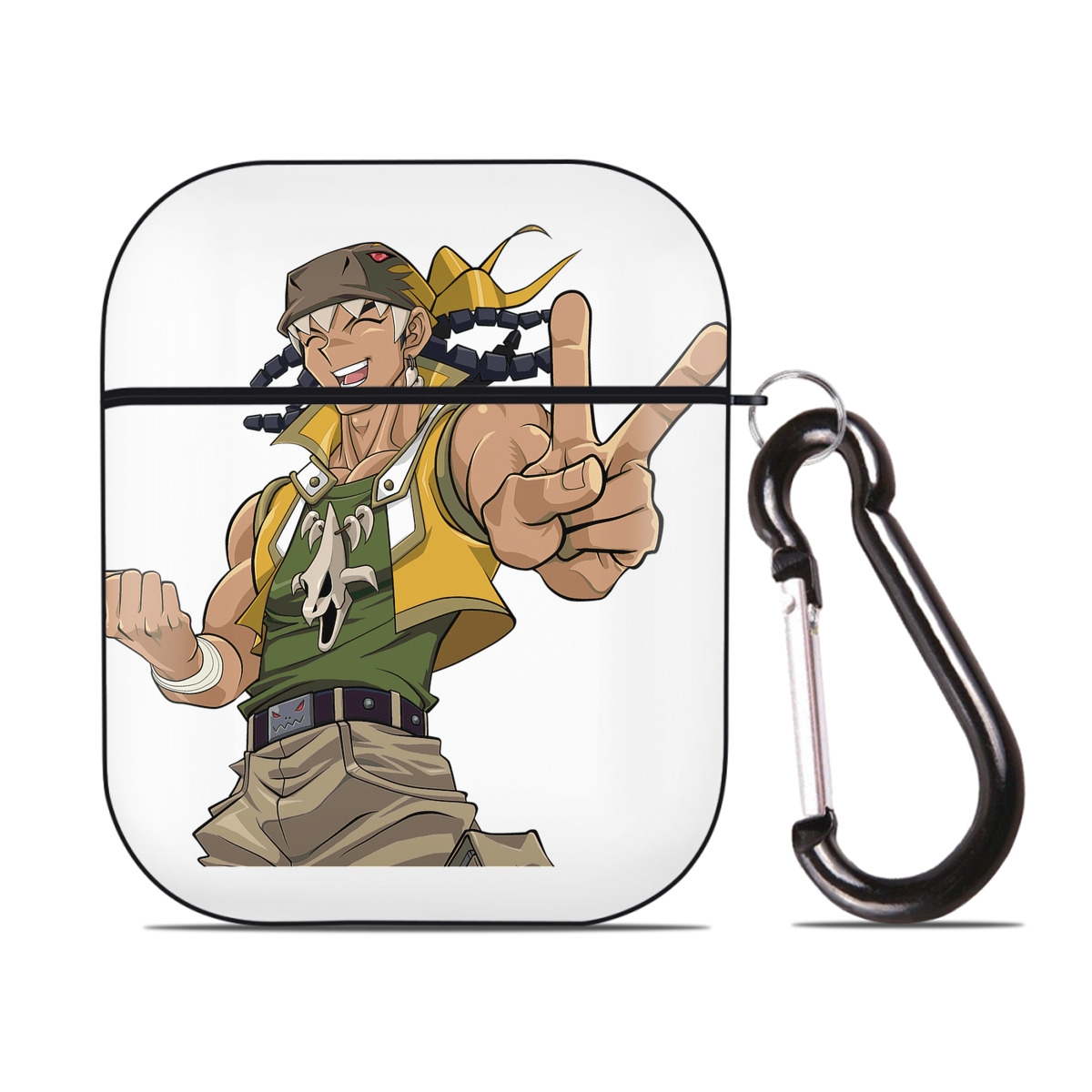 （画像用） 遊☆戯☆王 Yu-Gi-Oh! AirPods 第2世代保護ケース ハードシェル ブラック 耐衝撃・防指紋・カラビナ付き