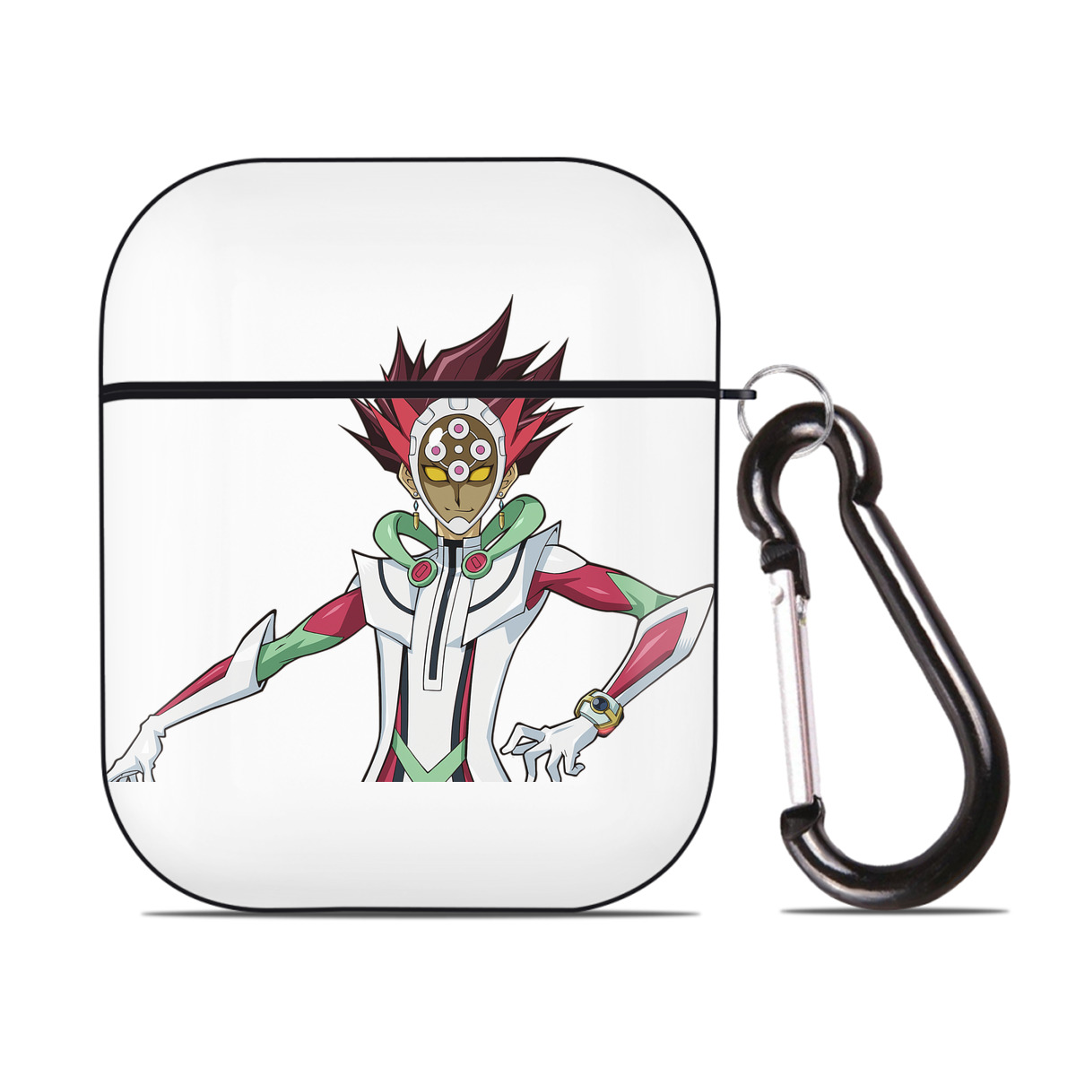 （画像用） 遊☆戯☆王 Yu-Gi-Oh! AirPods 第2世代保護ケース ハードシェル ブラック 耐衝撃・防指紋・カラビナ付き