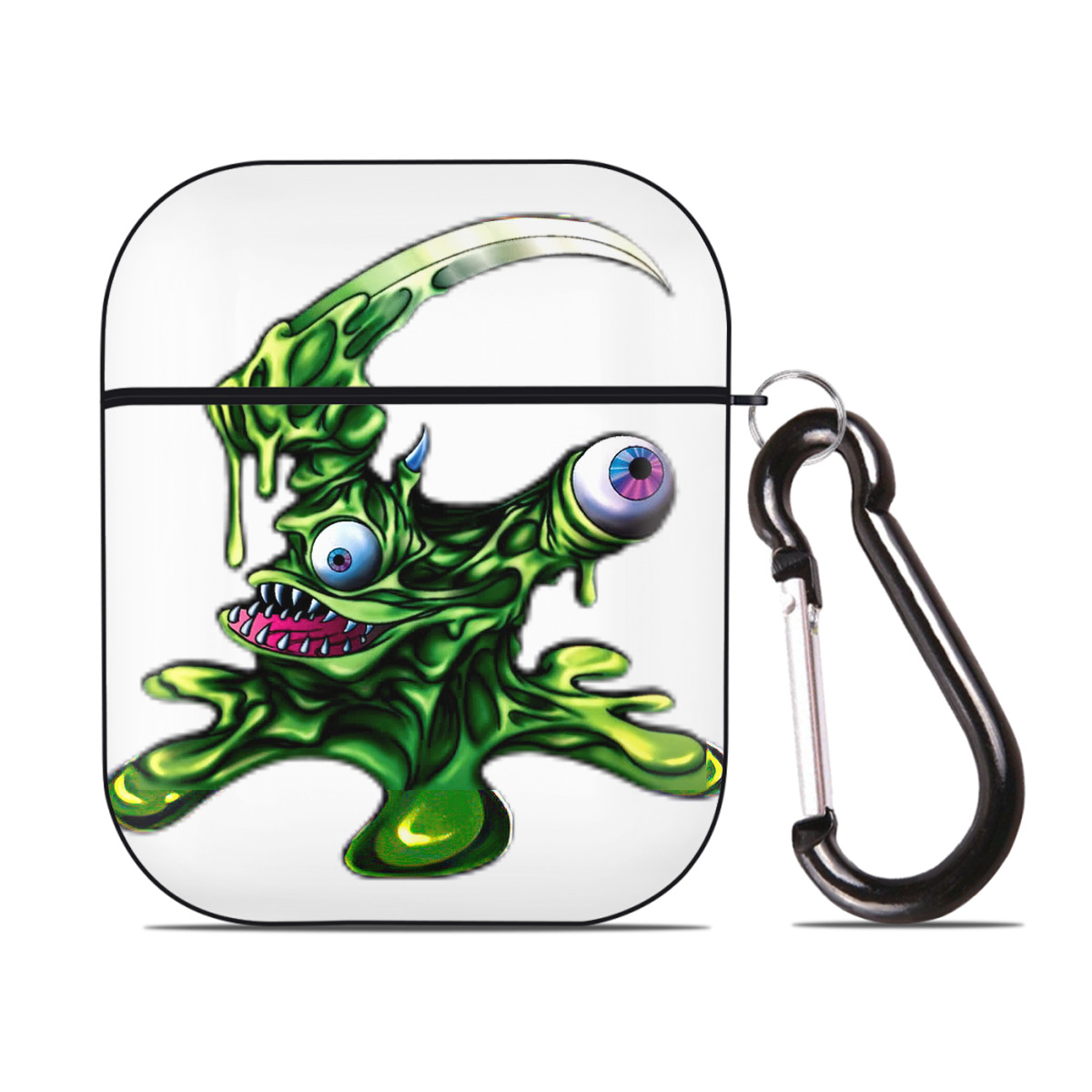 （画像用） 遊☆戯☆王 Yu-Gi-Oh! AirPods 第2世代保護ケース ハードシェル ブラック 耐衝撃・防指紋・カラビナ付き