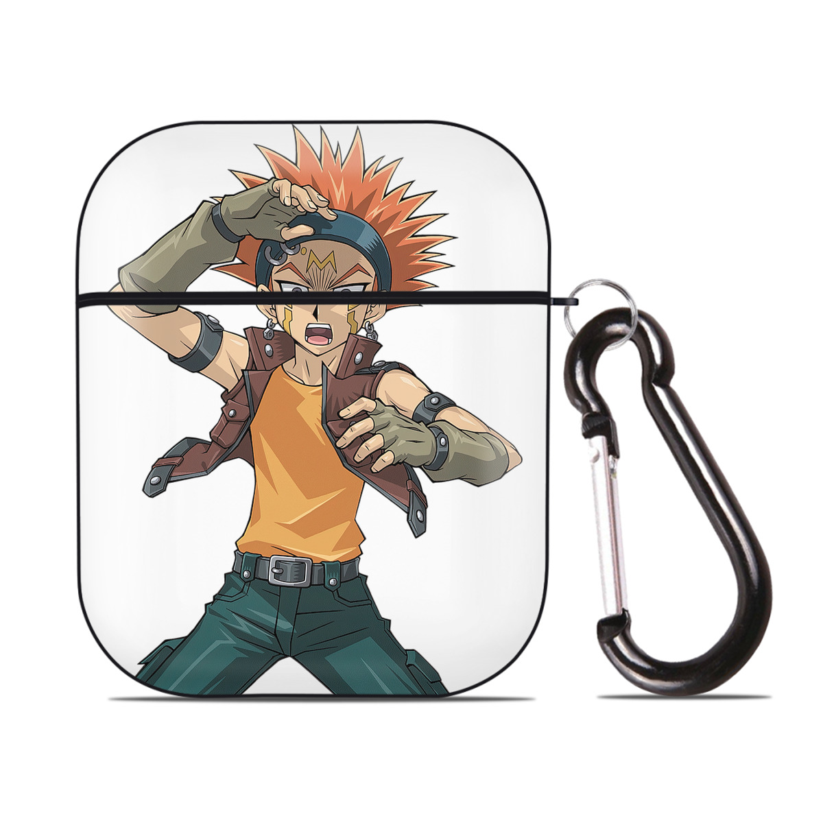 （画像用） 遊☆戯☆王 Yu-Gi-Oh! AirPods 第2世代保護ケース ハードシェル ブラック 耐衝撃・防指紋・カラビナ付き