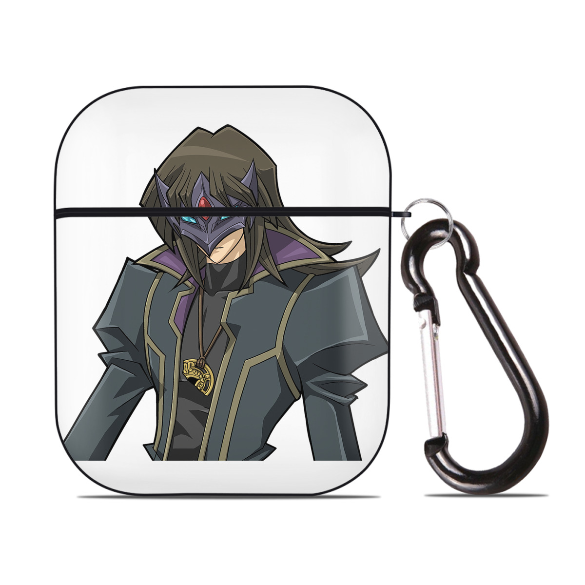 （画像用） 遊☆戯☆王 Yu-Gi-Oh! AirPods 第2世代保護ケース ハードシェル ブラック 耐衝撃・防指紋・カラビナ付き