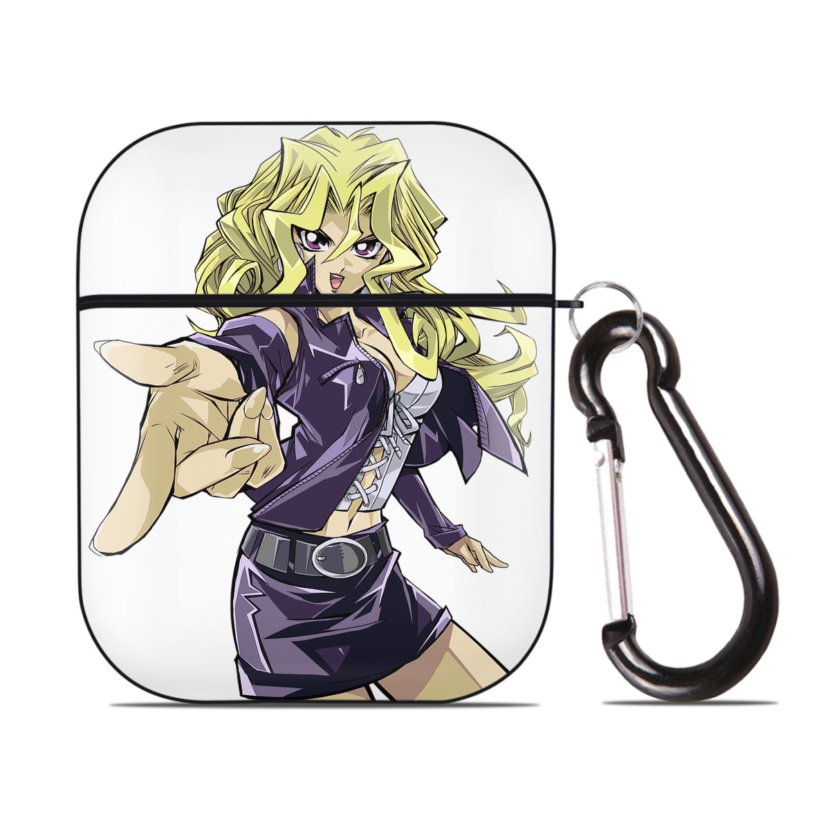 （画像用） 遊☆戯☆王 Yu-Gi-Oh! AirPods 第2世代保護ケース ハードシェル ブラック 耐衝撃・防指紋・カラビナ付き