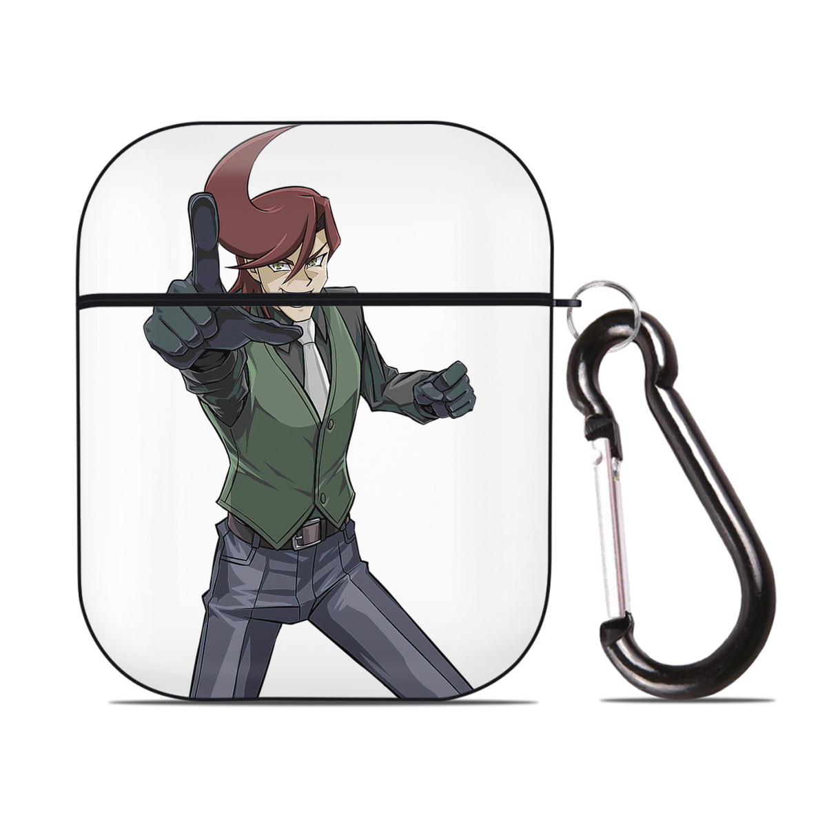 （画像用） 遊☆戯☆王 Yu-Gi-Oh! AirPods 第2世代保護ケース ハードシェル ブラック 耐衝撃・防指紋・カラビナ付き