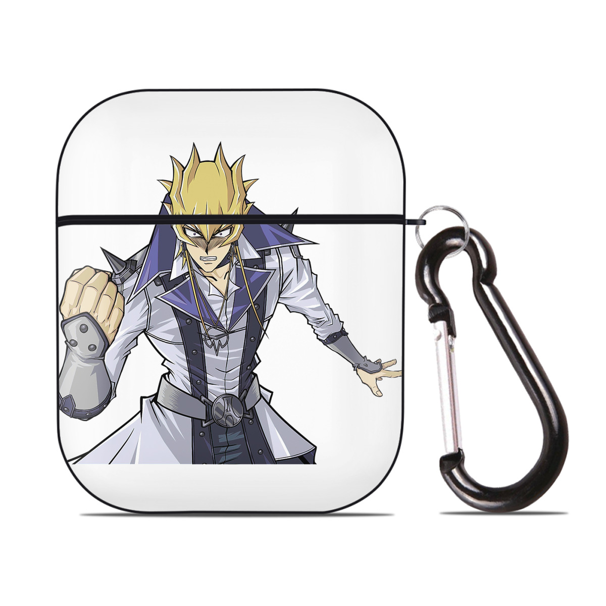 （画像用） 遊☆戯☆王 Yu-Gi-Oh! AirPods 第2世代保護ケース ハードシェル ブラック 耐衝撃・防指紋・カラビナ付き