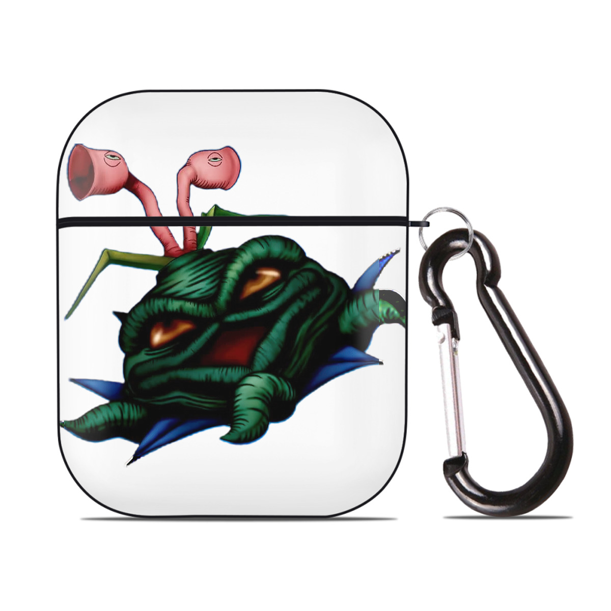 （画像用） 遊☆戯☆王 Yu-Gi-Oh! AirPods 第2世代保護ケース ハードシェル ブラック 耐衝撃・防指紋・カラビナ付き