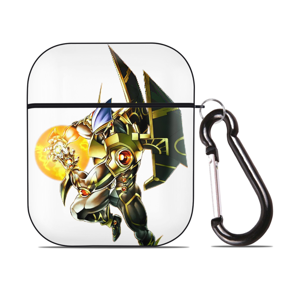 （画像用） 遊☆戯☆王 Yu-Gi-Oh! AirPods 第2世代保護ケース ハードシェル ブラック 耐衝撃・防指紋・カラビナ付き