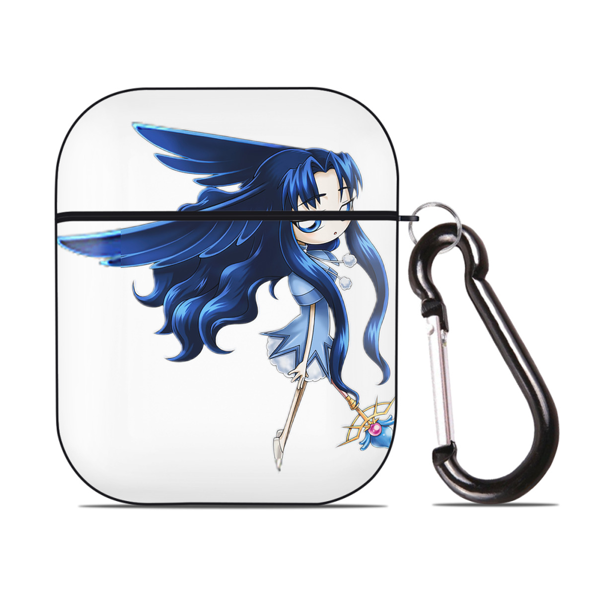 （画像用） 遊☆戯☆王 Yu-Gi-Oh! AirPods 第2世代保護ケース ハードシェル ブラック 耐衝撃・防指紋・カラビナ付き