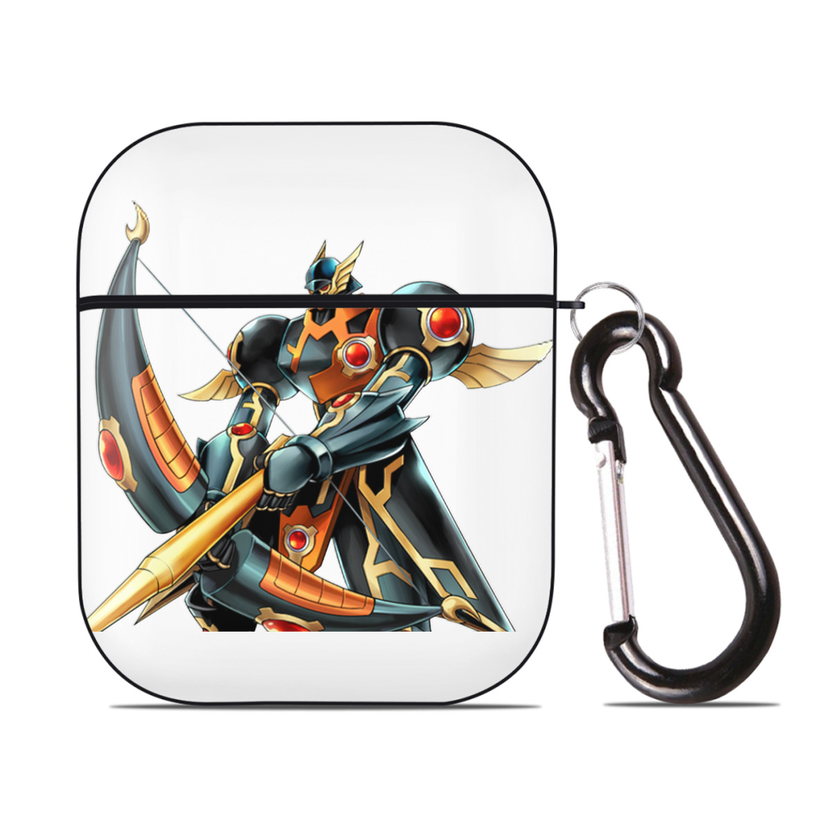 （画像用） 遊☆戯☆王 Yu-Gi-Oh! AirPods 第2世代保護ケース ハードシェル ブラック 耐衝撃・防指紋・カラビナ付き