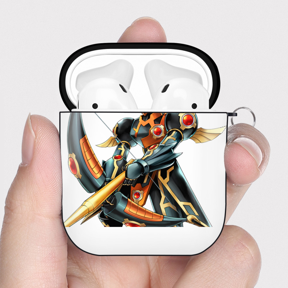 （画像用） 遊☆戯☆王 Yu-Gi-Oh! AirPods 第2世代保護ケース ハードシェル ブラック 耐衝撃・防指紋・カラビナ付き