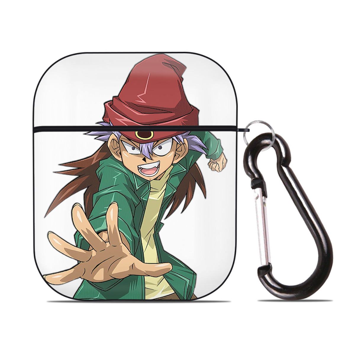 （画像用） 遊☆戯☆王 Yu-Gi-Oh! AirPods 第2世代保護ケース ハードシェル ブラック 耐衝撃・防指紋・カラビナ付き