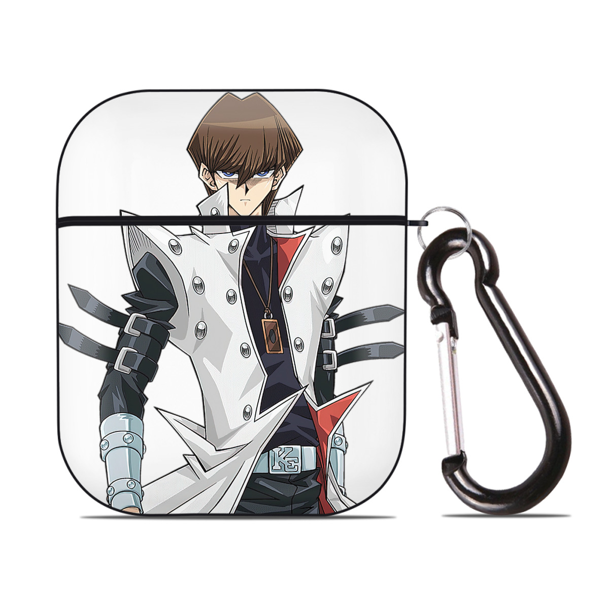 （画像用） 遊☆戯☆王 Yu-Gi-Oh! AirPods 第2世代保護ケース ハードシェル ブラック 耐衝撃・防指紋・カラビナ付き