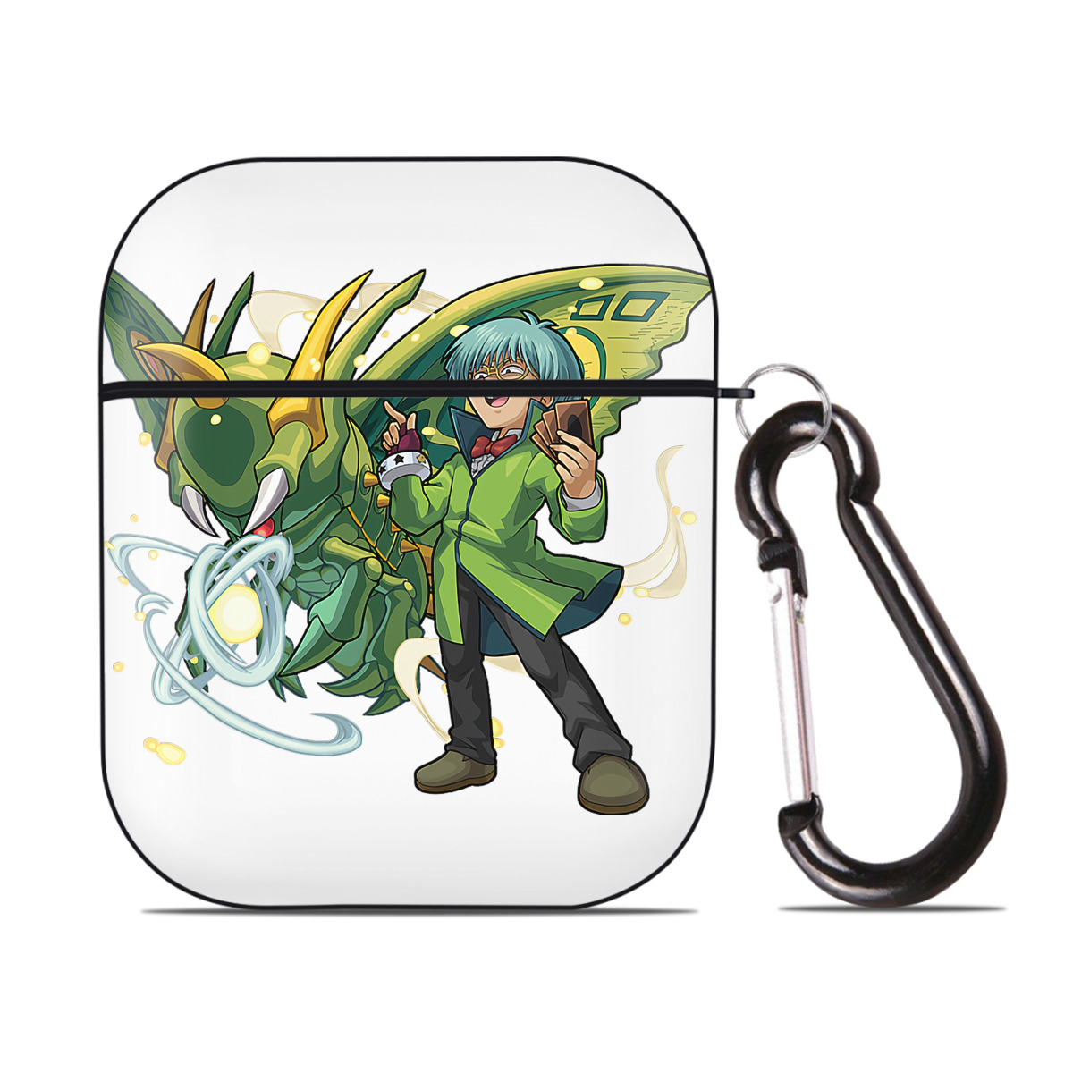 （画像用） 遊☆戯☆王 Yu-Gi-Oh! AirPods 第2世代保護ケース ハードシェル ブラック 耐衝撃・防指紋・カラビナ付き