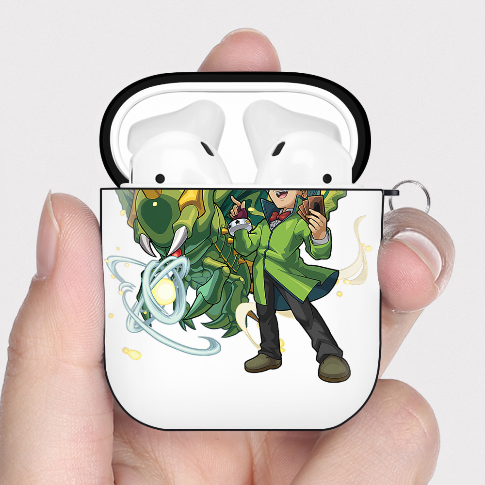 （画像用） 遊☆戯☆王 Yu-Gi-Oh! AirPods 第2世代保護ケース ハードシェル ブラック 耐衝撃・防指紋・カラビナ付き