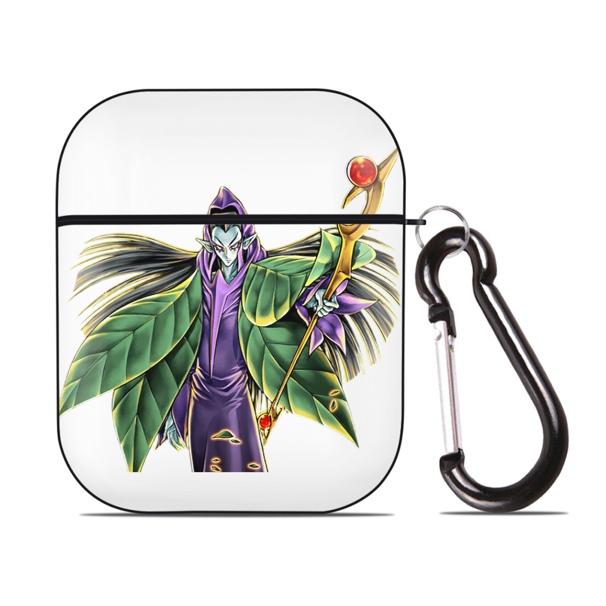 （画像用） 遊☆戯☆王 Yu-Gi-Oh! AirPods 第2世代保護ケース ハードシェル ブラック 耐衝撃・防指紋・カラビナ付き