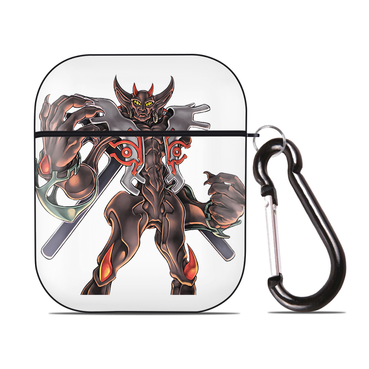 （画像用） 遊☆戯☆王 Yu-Gi-Oh! AirPods 第2世代保護ケース ハードシェル ブラック 耐衝撃・防指紋・カラビナ付き