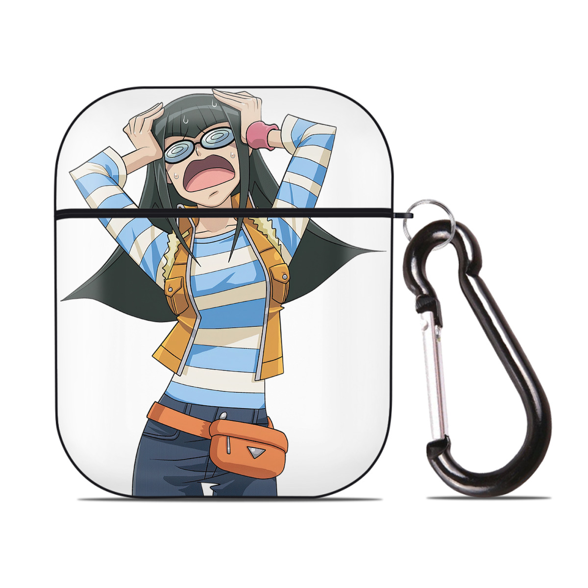 （画像用） 遊☆戯☆王 Yu-Gi-Oh! AirPods 第2世代保護ケース ハードシェル ブラック 耐衝撃・防指紋・カラビナ付き