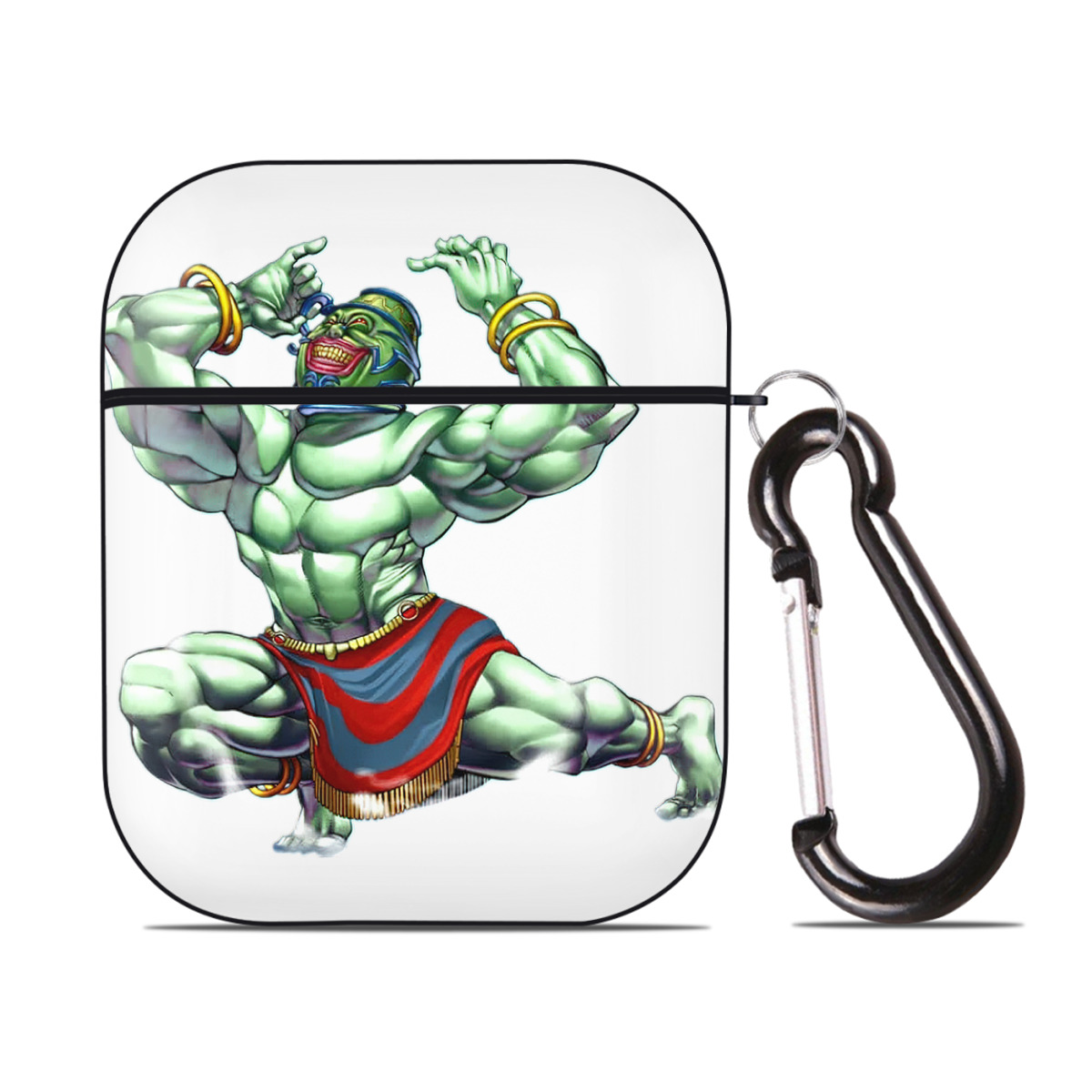 （画像用） 遊☆戯☆王 Yu-Gi-Oh! AirPods 第2世代保護ケース ハードシェル ブラック 耐衝撃・防指紋・カラビナ付き