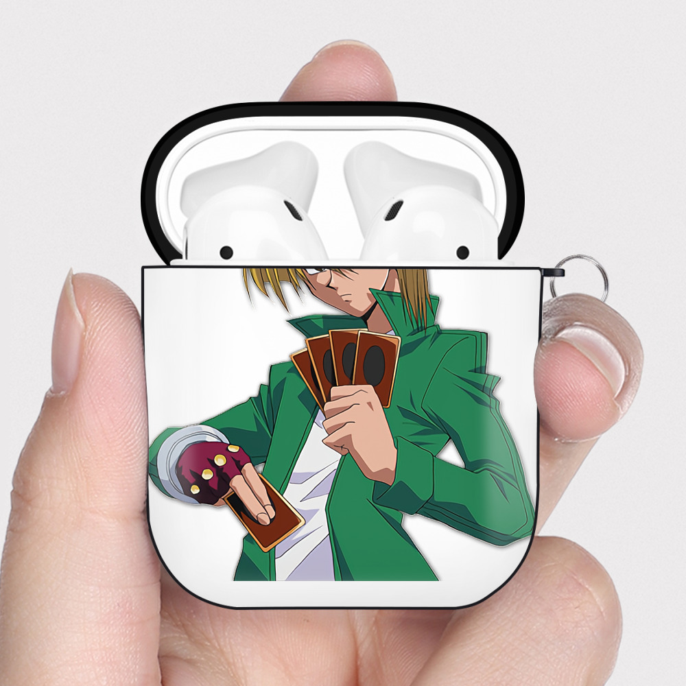 （画像用） 遊☆戯☆王 Yu-Gi-Oh! AirPods 第2世代保護ケース ハードシェル ブラック 耐衝撃・防指紋・カラビナ付き