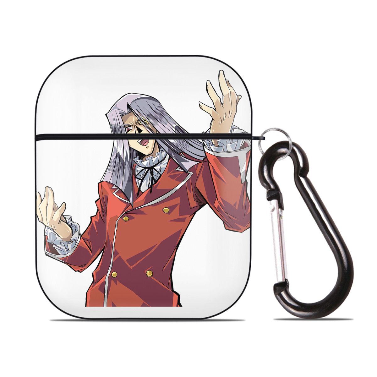 （画像用） 遊☆戯☆王 Yu-Gi-Oh! AirPods 第2世代保護ケース ハードシェル ブラック 耐衝撃・防指紋・カラビナ付き
