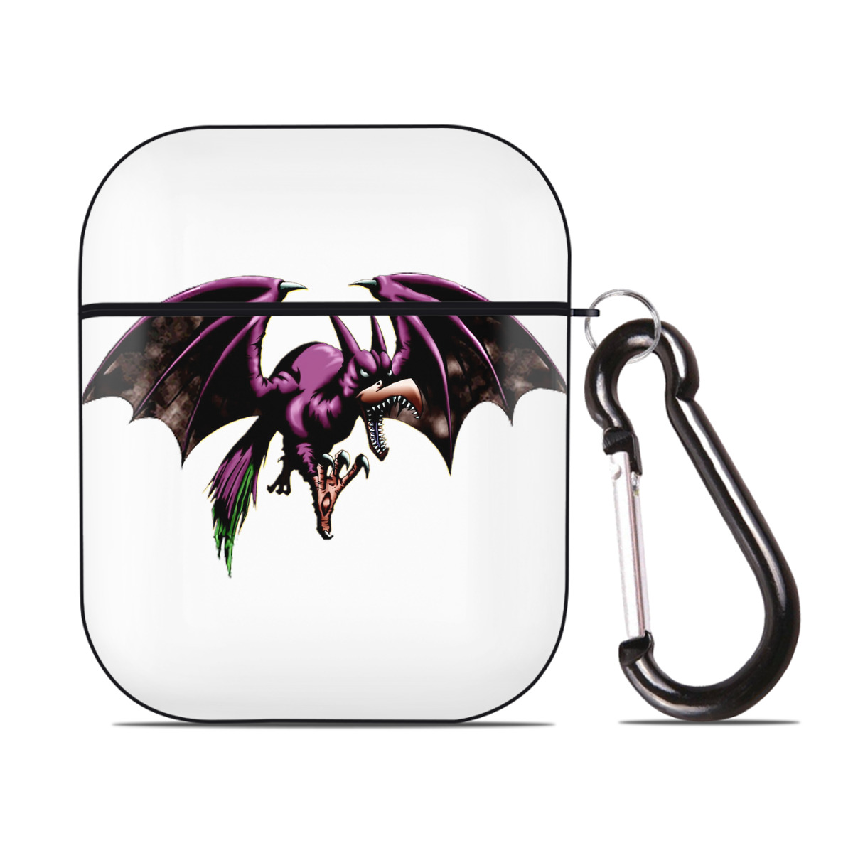 （画像用） 遊☆戯☆王 Yu-Gi-Oh! AirPods 第2世代保護ケース ハードシェル ブラック 耐衝撃・防指紋・カラビナ付き