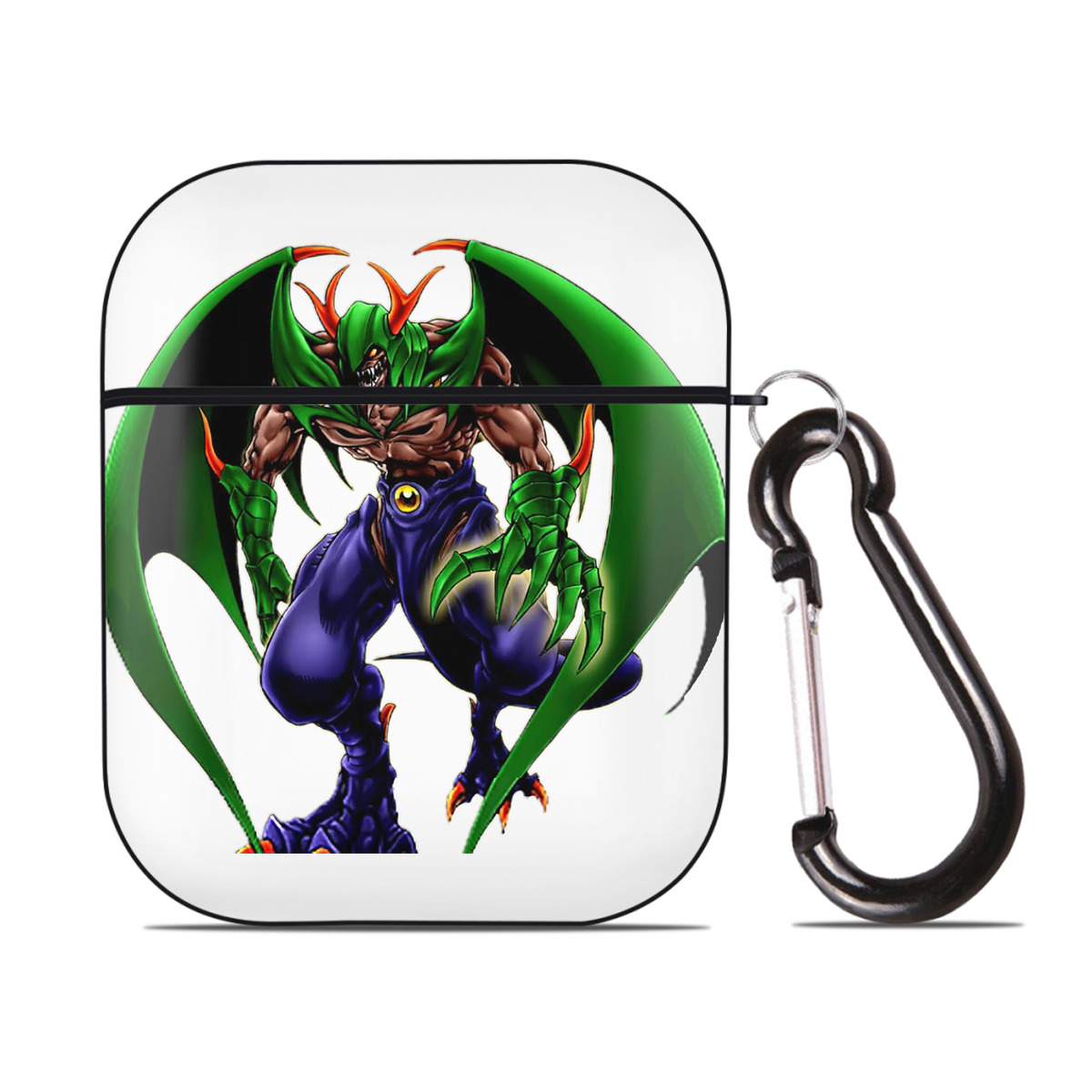 （画像用） 遊☆戯☆王 Yu-Gi-Oh! AirPods 第2世代保護ケース ハードシェル ブラック 耐衝撃・防指紋・カラビナ付き