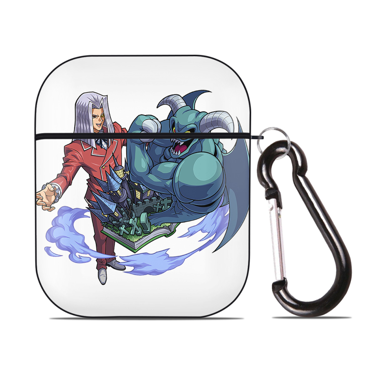 （画像用） 遊☆戯☆王 Yu-Gi-Oh! AirPods 第2世代保護ケース ハードシェル ブラック 耐衝撃・防指紋・カラビナ付き