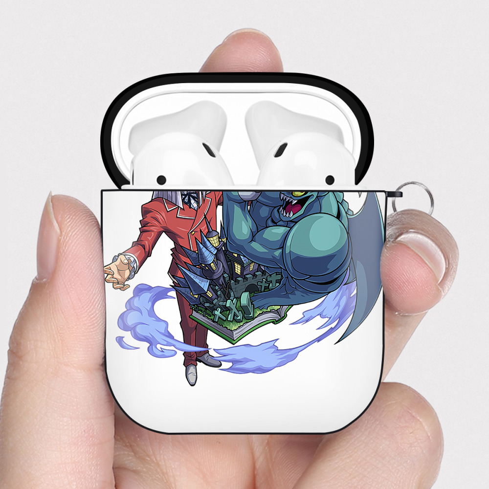 （画像用） 遊☆戯☆王 Yu-Gi-Oh! AirPods 第2世代保護ケース ハードシェル ブラック 耐衝撃・防指紋・カラビナ付き